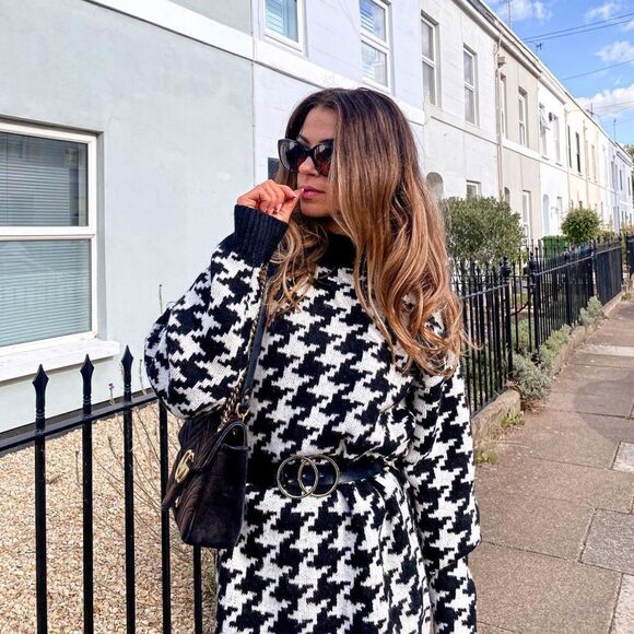 H&M Jacquard Knit Houndstooth Dress New - Picture 3 of 13